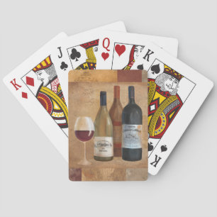 Jeu De Cartes Bouteilles de vin vintages et verre de vin