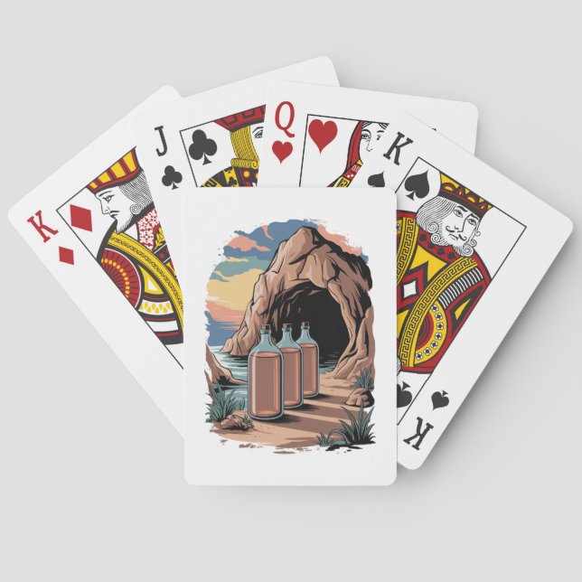 Jeu De Cartes Bouteilles près d'une entrée de grotte  (dos)