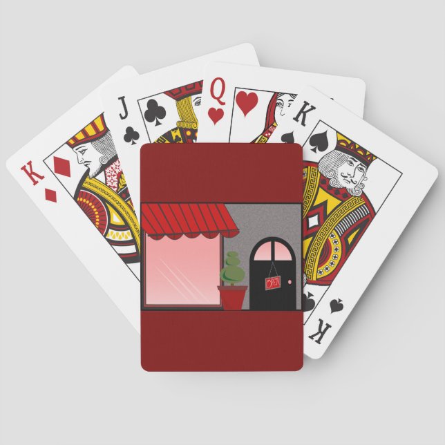 Jeu De Cartes Boutique Storefront Red Black Topiary Open (dos)