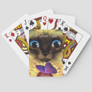 Jeu De Cartes Bouton de chat de Siamese Cute Peinture de texte p