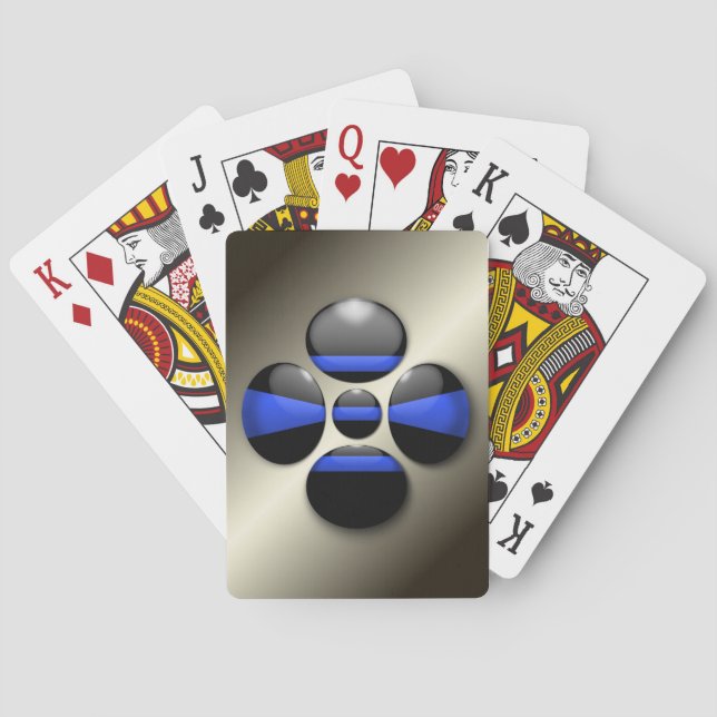 Jeu De Cartes Bouton Shamrock Ligne Bleue Mince (dos)