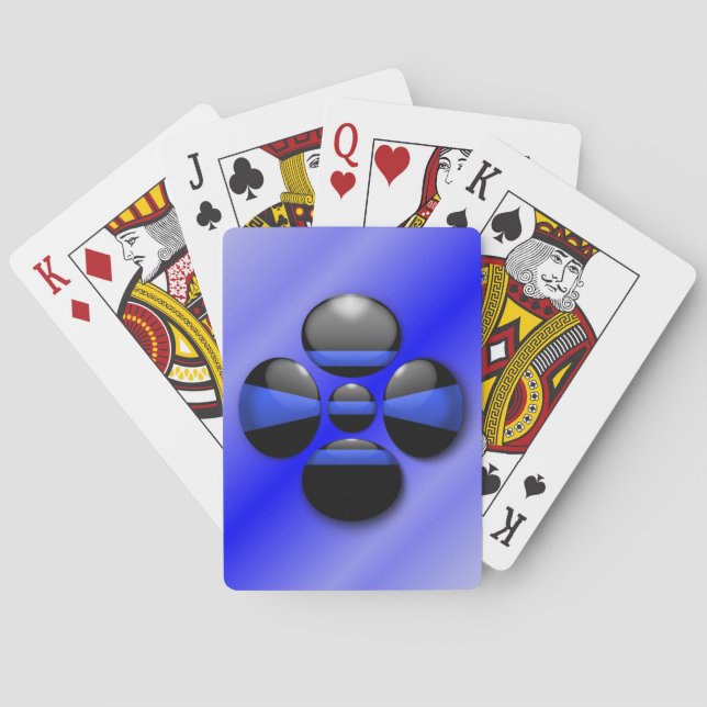 Jeu De Cartes Bouton Shamrock Ligne Bleue Mince (dos)