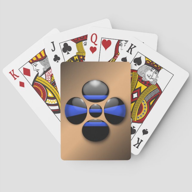 Jeu De Cartes Bouton Shamrock Ligne Bleue Mince (dos)