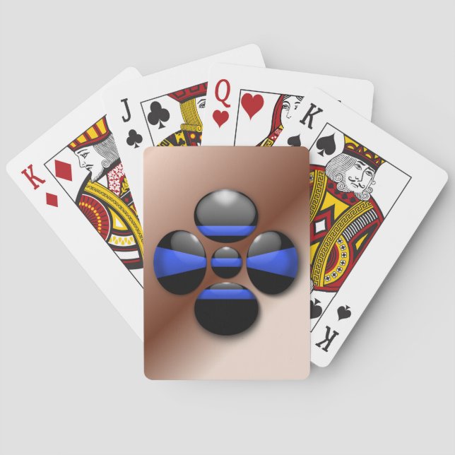 Jeu De Cartes Bouton Shamrock Ligne Bleue Mince (dos)
