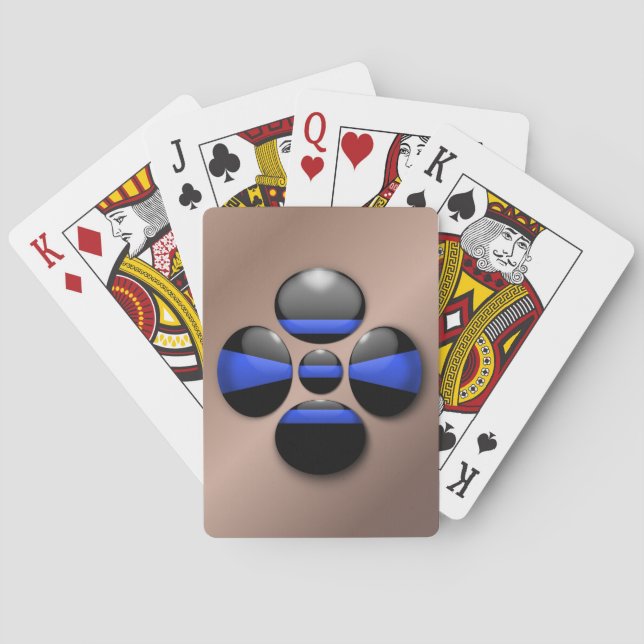 Jeu De Cartes Bouton Shamrock Ligne Bleue Mince (dos)