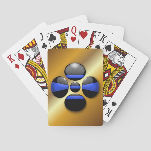 Jeu De Cartes Bouton Shamrock Ligne Bleue Mince (dos)