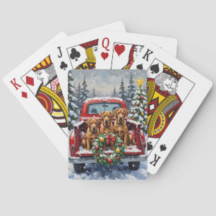 Jeu De Cartes Bouvier des Flandres camion rouge de Noël vacances