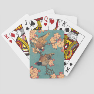 Jeu De Cartes Bouvreuil d'Hokusai et Cerisier Fleur Vintage Oise