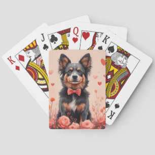Jeu De Cartes Bovins australiens avec des roses - Saint-Valentin