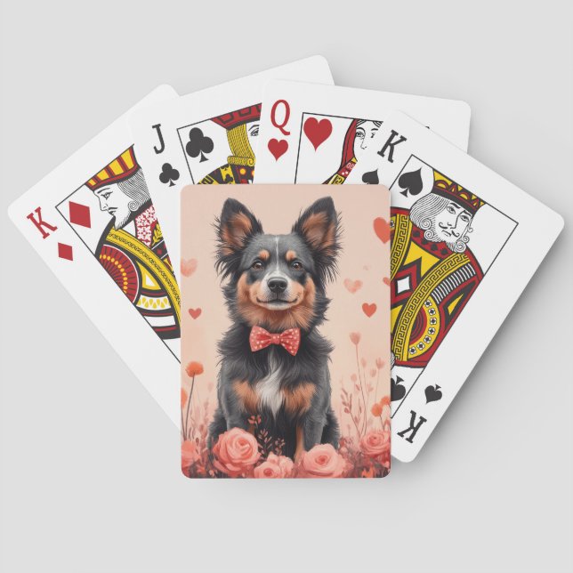Jeu De Cartes Bovins australiens avec des roses - Saint-Valentin (dos)