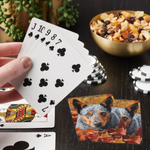 Jeu De Cartes Bovins australiens dans les feuilles d'automne tom