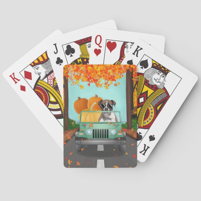 Jeu De Cartes Boxer Chien Citrouille Automne (dos)
