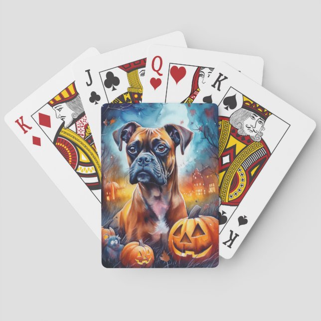 Jeu De Cartes Boxer d'Halloween avec citrouilles effrayant (dos)