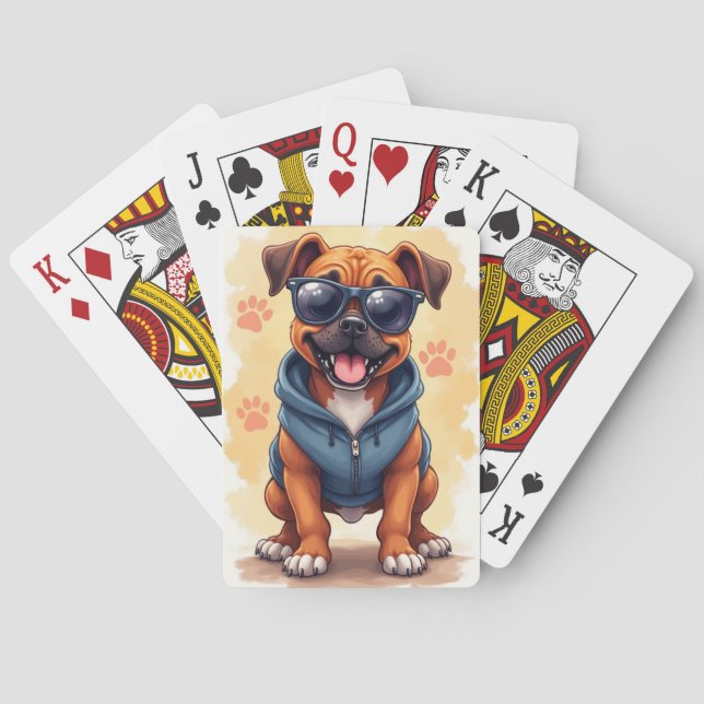 Jeu De Cartes Boxer Mignon Drôle Chien (dos)