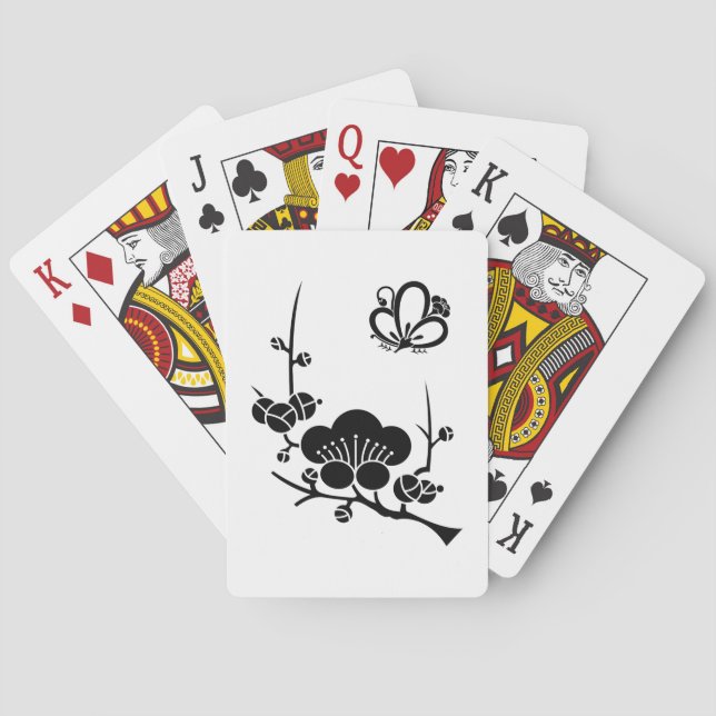 Jeu De Cartes branche d'Ume et fleur d'Ume en forme de papillon (dos)