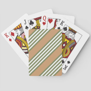 Jeu De Cartes Brayures vert olive et blanc motif avec bronze