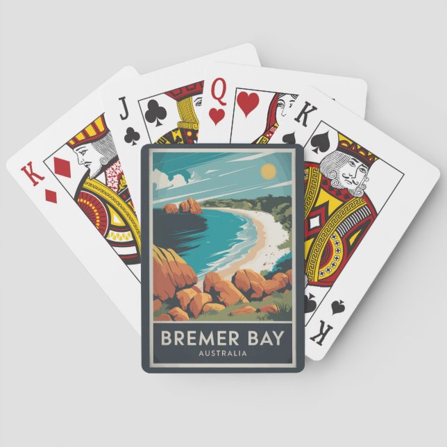 Jeu De Cartes Bremer Bay Australie Illustration Voyage Art Retro (dos)