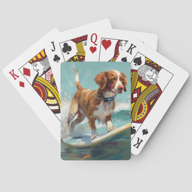 Jeu De Cartes Bretagne Spaniel Beach Surf Peinture (dos)