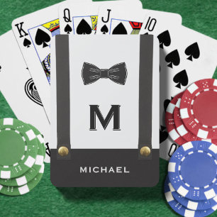 Jeu De Cartes Bretelles & Nœud Papillon Nom Monogramme Mariage