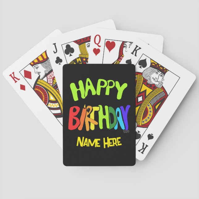 Jeu De Cartes Bright and Happy Birthday Nom personnalisé (dos)