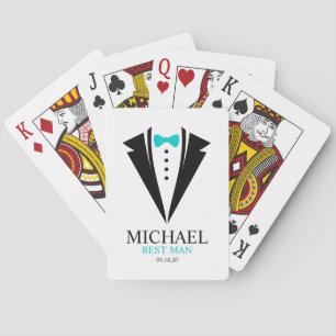 Jeu De Cartes Bright Aqua Bow Cravate "Best Man" Tuxedo