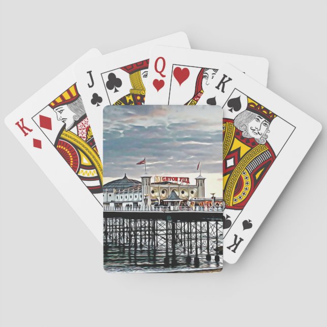 Jeu De Cartes Brighton Pier et ciel nuageux Peinture numérique (dos)