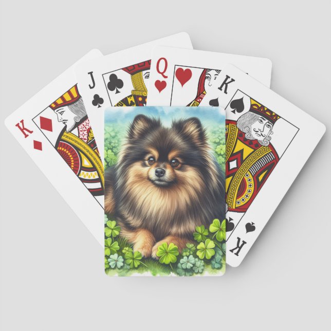 Jeu De Cartes Brindle Pomeranian Shamrock (dos)