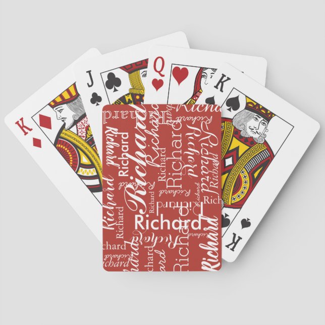 Jeu De Cartes Brique rouge avec nom personnalisé (dos)