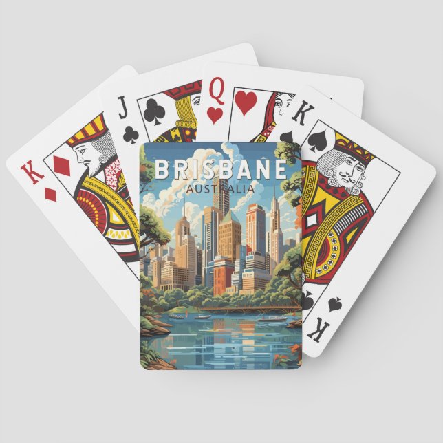 Jeu De Cartes Brisbane Australie Travel Art Vintage (dos)
