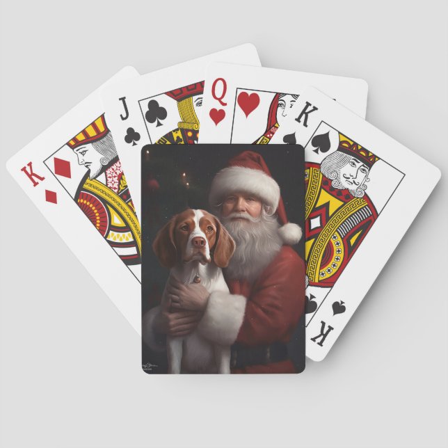 Jeu De Cartes Brittany Spaniel avec le Père Noël Noël (dos)
