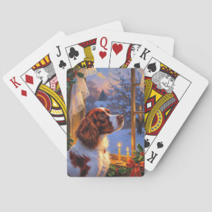 Jeu De Cartes Brittany Spaniel avec lumières de Noël vacances 