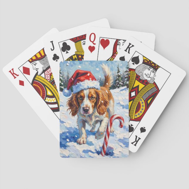 Jeu De Cartes Brittany Spaniel Dog Pointing at Christmas Candy (dos)