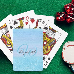 Jeu De Cartes Broderie Féminine Aqua Bleu Ombré Brillance