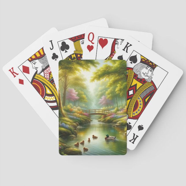 Jeu De Cartes Brook de printemps avec canards/fleurs (dos)
