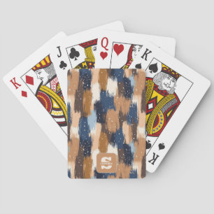 Jeu De Cartes Brosses Abstraites en bleu, blanc et Brown (2)