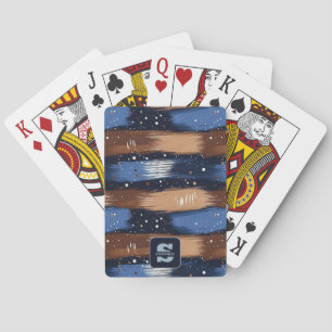 Jeu De Cartes Brosses Abstraites en bleu, blanc et Brown (3)