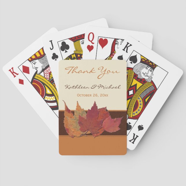 Jeu De Cartes Brown Feuilles  séchés d'ivoire Jouer des cartes (dos)
