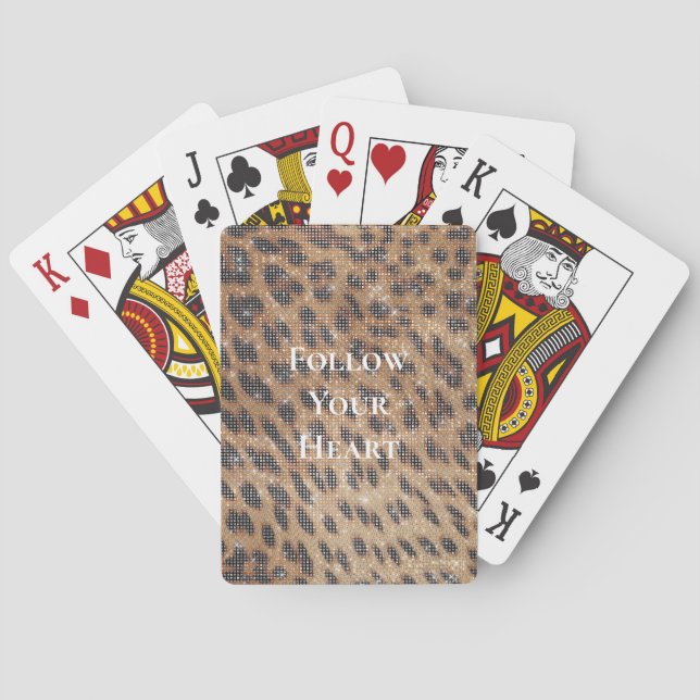 Jeu De Cartes Brown Leopard Poster de animal Sparkle (dos)