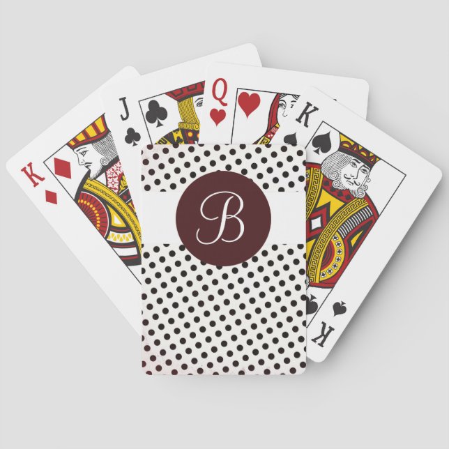 Jeu De Cartes Brown points blancs monogramme personnalisé lectur (dos)
