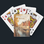 Jeu De Cartes Bruges Belgique Illustration Voyage Art Vintage<br><div class="desc">Conception de déplacement vectoriel rétro de Bruges. Bruges, connue sous le nom de "Venise du Nord", est une ville médiévale pittoresque en Belgique, célèbre pour ses charmants canaux, son architecture historique et son chocolat de classe mondiale.</div>