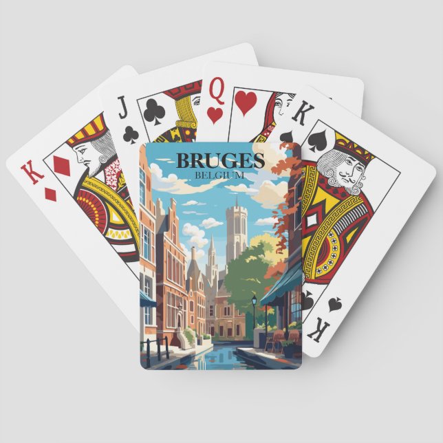 Jeu De Cartes Bruges Belgium Travel Illustration (dos)