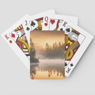Jeu De Cartes Brume matinale sur la rivière dans les pins