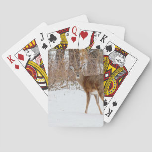 Jeu De Cartes Buck Deer en hiver White Snowy Field