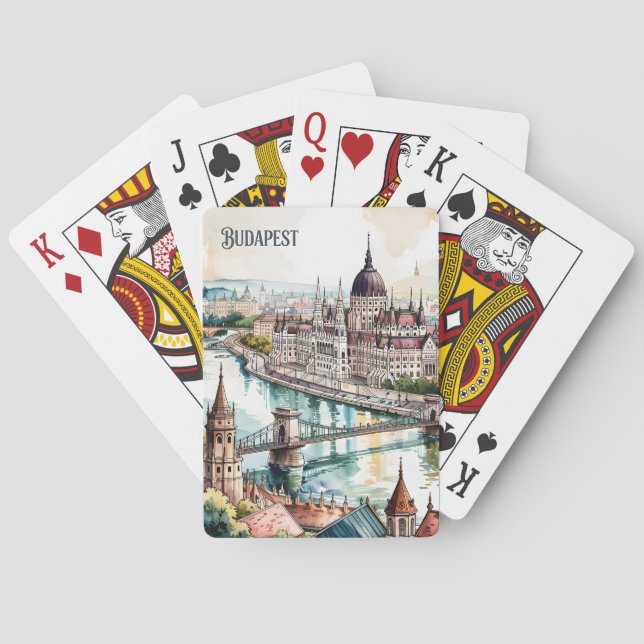 Jeu De Cartes Budapest Hongrie Parlement Fleuve Danube Toits (dos)