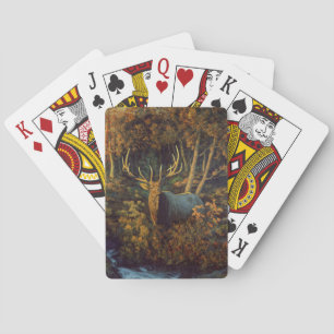 Jeu De Cartes Bull Elk dans la forêt d'automne