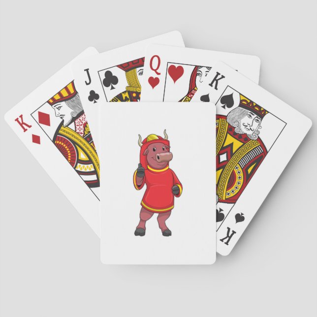 Jeu De Cartes Bull en tant que pompier avec casque (dos)