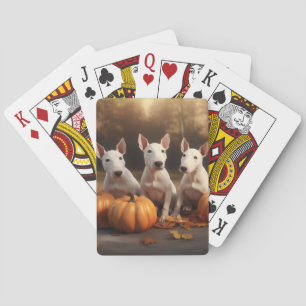 Jeu De Cartes Bull Terrier Chiot Automne Citrouille de plaisir