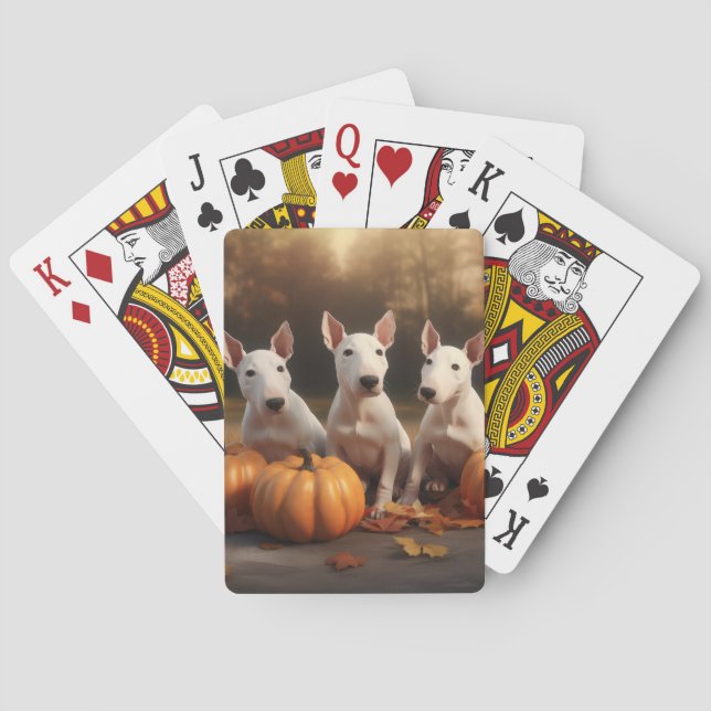 Jeu De Cartes Bull Terrier Chiot Automne Citrouille de plaisir (dos)