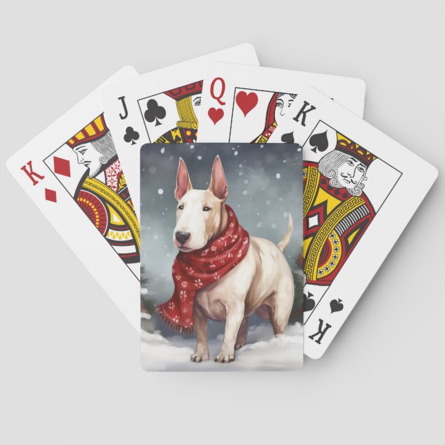 Jeu De Cartes Bull Terrier dans la neige de Noël  (dos)