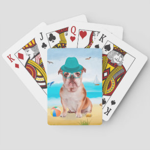 Jeu De Cartes Bulldog anglais sur la plage